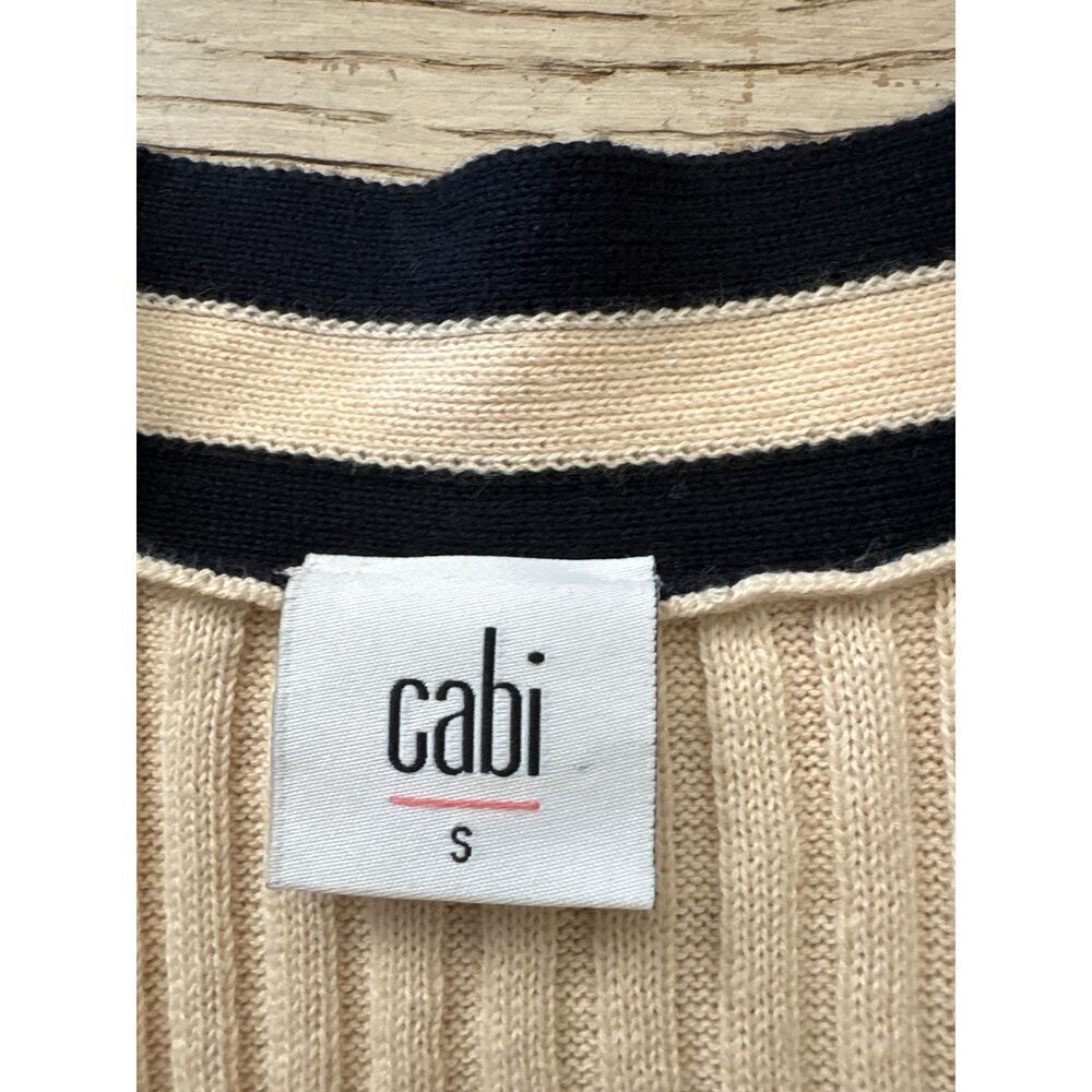 Vintage CAbi Cream Ribbed Preppy Long Cardigan Size S - Picture 3 of 7
